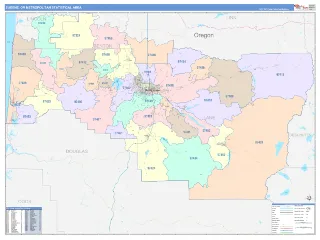 Eugene Metro Area ColorCast style ZIP Code wall map