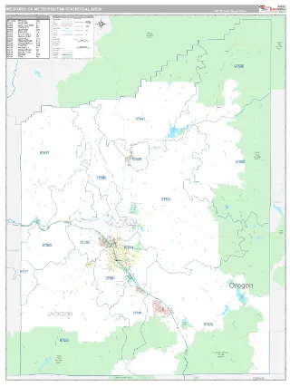 Medford Metro Area Classic style ZIP Code wall map