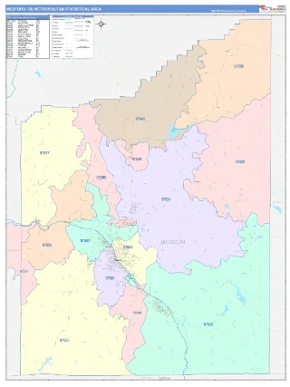 Medford Metro Area ColorCast style ZIP Code wall map