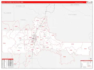 Salem Metro Area RedLine style ZIP Code wall map