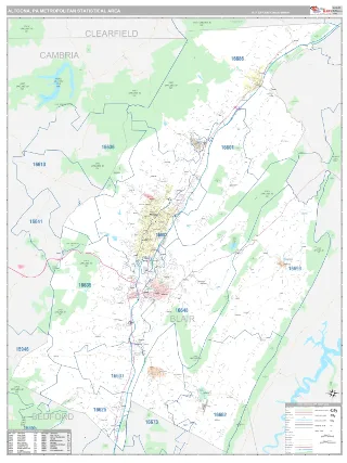 Altoona Metro Area Classic style ZIP Code wall map