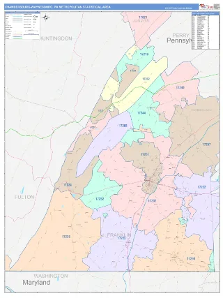 Chambersburg-Waynesboro Metro Area ColorCast style ZIP Code wall map