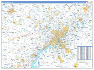 Delaware Valley Metro Area Business Reference style ZIP Code wall map