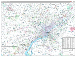 Delaware Valley Metro Area Classic style ZIP Code wall map