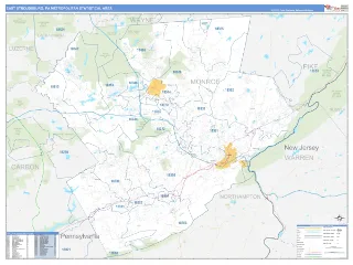East Stroudsburg Metro Area Business Reference style ZIP Code wall map