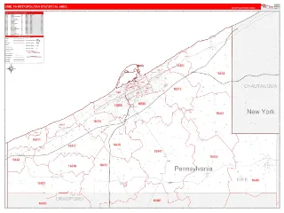 Erie Metro Area RedLine style ZIP Code wall map