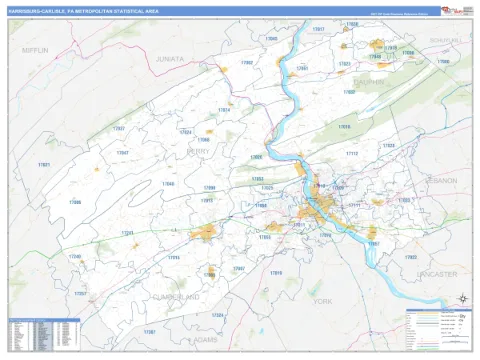 Harrisburg-Carlisle metro area map