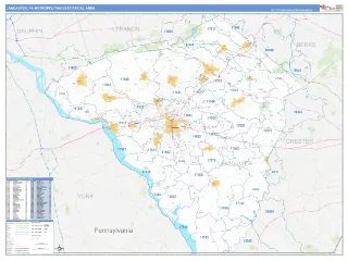 Lancaster Metro Area Business Reference style ZIP Code wall map