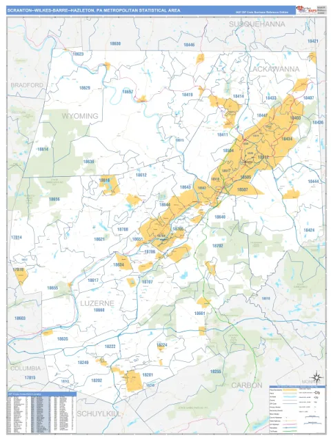 Scranton–Wilkes-Barre–Hazleton metro area map