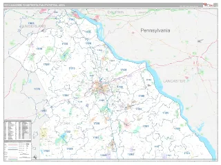York-Hanover Metro Area Classic style ZIP Code wall map