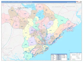 Charleston-North Charleston Metro Area ColorCast style ZIP Code wall map