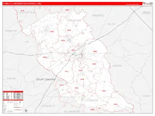 Florence Metro Area RedLine style ZIP Code wall map