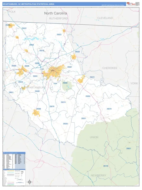 Spartanburg metro area map