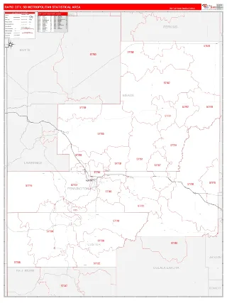 Rapid City Metro Area RedLine style ZIP Code wall map