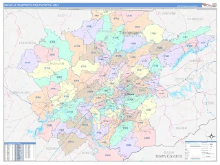 Knoxville Metro Area ColorCast style ZIP Code wall map