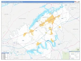 Morristown Metro Area Business Reference style ZIP Code wall map