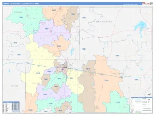 Abilene Metro Area ColorCast style ZIP Code wall map