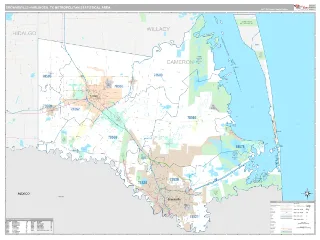 Brownsville-Harlingen Metro Area Classic style ZIP Code wall map