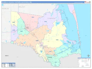 Brownsville-Harlingen Metro Area ColorCast style ZIP Code wall map