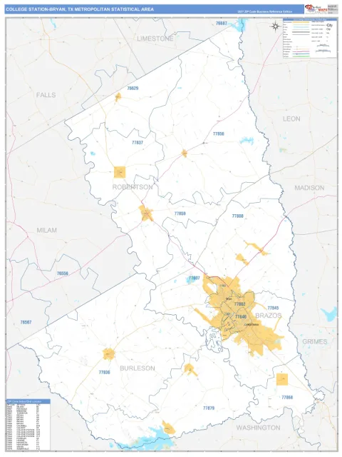 College Station-Bryan metro area map