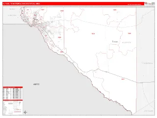 El Paso Metro Area RedLine style ZIP Code wall map
