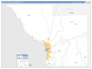 Laredo Metro Area Business Reference style ZIP Code wall map