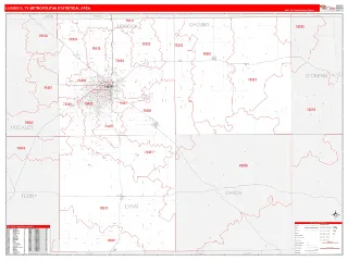 Lubbock Metro Area RedLine style ZIP Code wall map