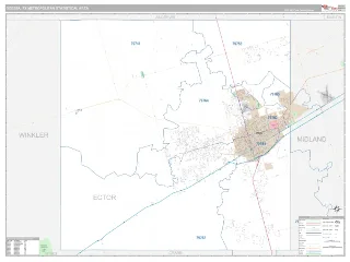 Odessa Metro Area Classic style ZIP Code wall map