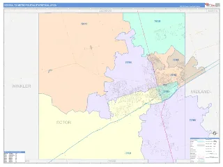 Odessa Metro Area ColorCast style ZIP Code wall map