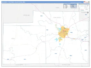 San Angelo Metro Area Business Reference style ZIP Code wall map