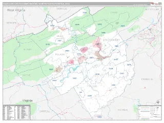 Blacksburg-Christiansburg-Radford Metro Area Classic style ZIP Code wall map