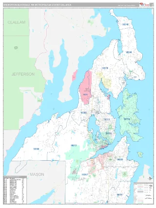 Bremerton-Silverdale Metro Area Classic style ZIP Code wall map