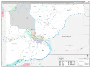 Kennewick-Richland Metro Area Classic style ZIP Code wall map