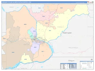 Kennewick-Richland Metro Area ColorCast style ZIP Code wall map