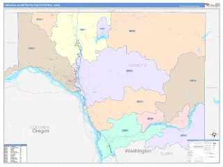 Longview Metro Area ColorCast style ZIP Code wall map