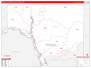 Longview Metro Area RedLine style ZIP Code wall map