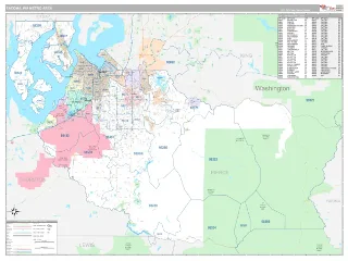 Tacoma Metro Area Classic style ZIP Code wall map