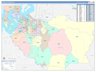 Tacoma Metro Area ColorCast style ZIP Code wall map