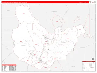 Wenatchee Metro Area RedLine style ZIP Code wall map