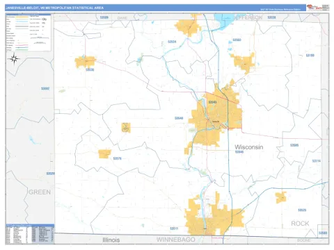 Janesville-Beloit metro area map