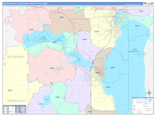 Oshkosh-Neenah Metro Area ColorCast style ZIP Code wall map