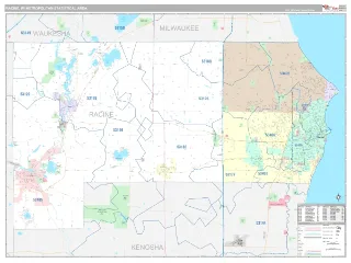 Racine Metro Area Classic style ZIP Code wall map