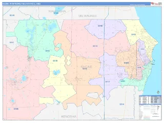 Racine Metro Area ColorCast style ZIP Code wall map