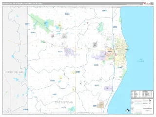 Sheboygan Metro Area Classic style ZIP Code wall map