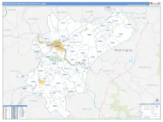 Charleston Metro Area Business Reference style ZIP Code wall map
