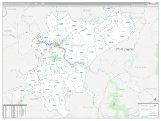 Charleston Metro Area Classic style ZIP Code wall map