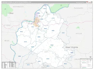 Parkersburg-Vienna Metro Area Classic style ZIP Code wall map