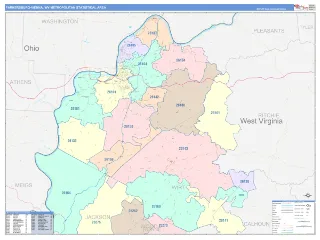 Parkersburg-Vienna Metro Area ColorCast style ZIP Code wall map
