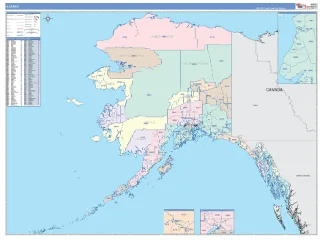 Alaska ColorCast style ZIP Code wall map
