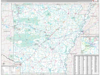 Arkansas Classic style ZIP Code wall map